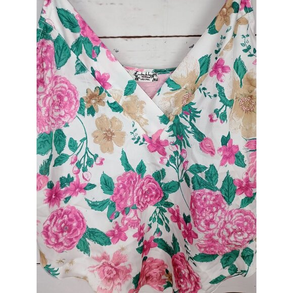 FREE PEOPLE Intimately Handkerchief Hem Floral Satin Cami Tank Sz Small‎ NWOT - Picture 7 of 10